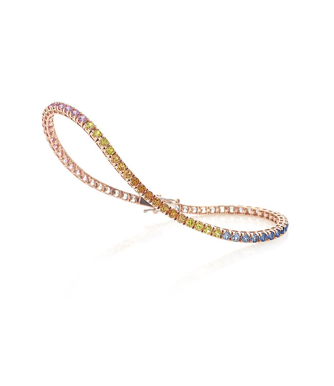 Crieri Color tennis armband 18kt roosgoud met multicolor saffieren 00032969