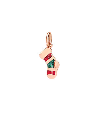 Dodo hanger Christmas Sock Limited Edition 9kt roosgoud met emaille DMC0030-XSOCK-ERV9R