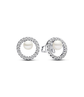 Pandora Treated Freshwater Cultured Pearl & Pavé Halo stud earrings - 293154C01