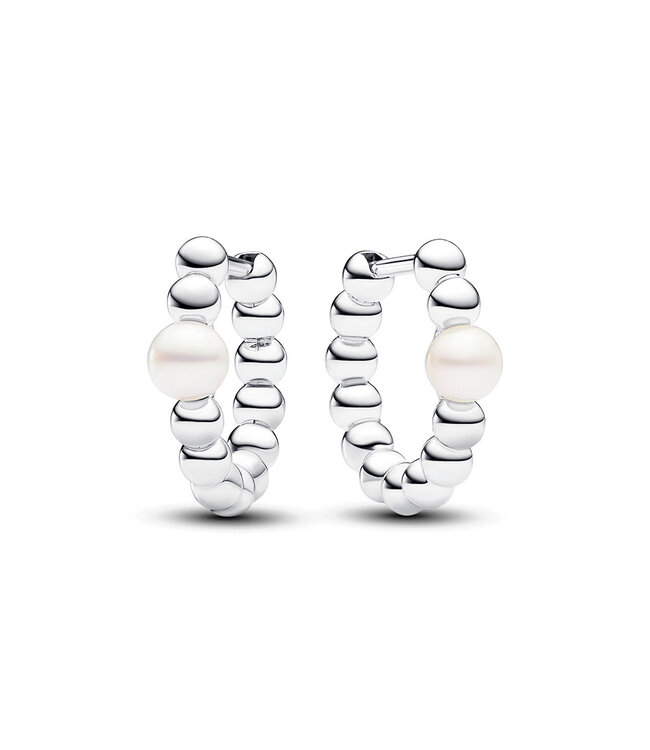 Pandora Treated Freshwater Cultured Pearl & Beads hoop earrings - 293178C01