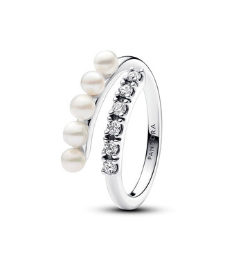 Pandora Treated Freshwater Cultured Pearls & Pavé Open ring - 193145C01