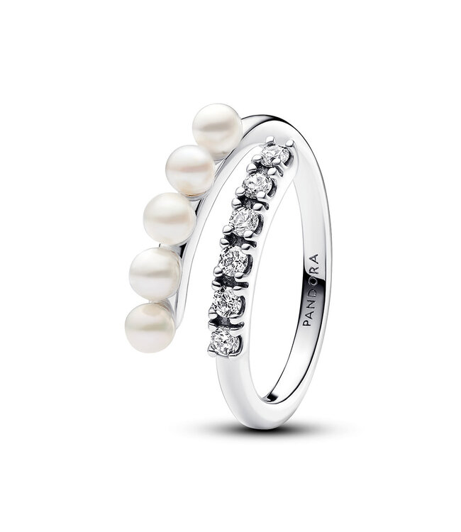 Pandora Treated Freshwater Cultured Pearls & Pavé Open ring - 193145C01