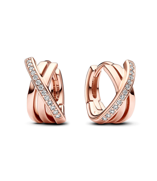 Pandora Crossover hoop earrings Pavé rose - 283150C01