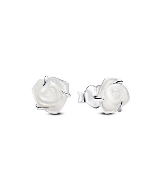 Pandora White Rose in Bloom stud earrings - 293209C01