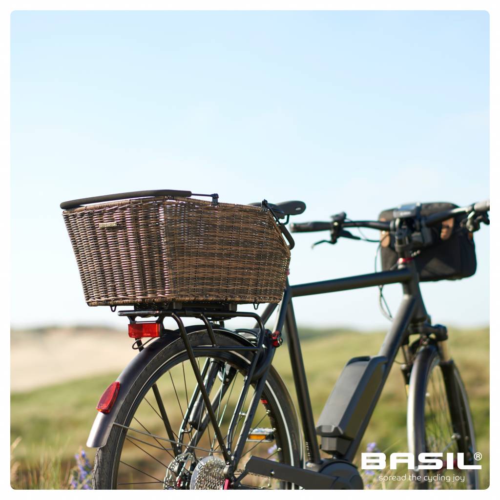 hoe vaak kromme datum Basil Cento - rattan look multi system - fietsmand - achterop - L - bruin -  Basil