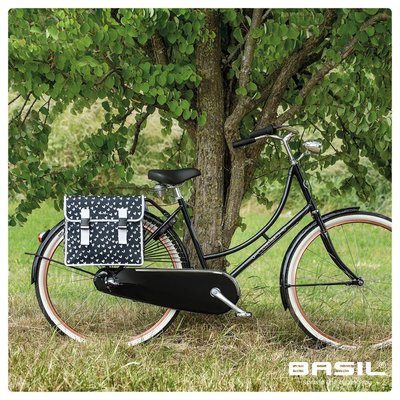 Basil Mara XL - double bicycle bag - 30 liter - heart dots