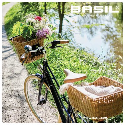 Basil Bremen Rattan Look FM – Fahrradkorb – vorne - braun