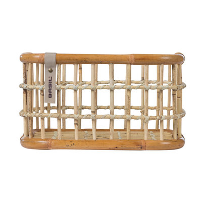 Basil Green Life -  Rattan Fahrrradkorb - Medium - vorne - natur braun