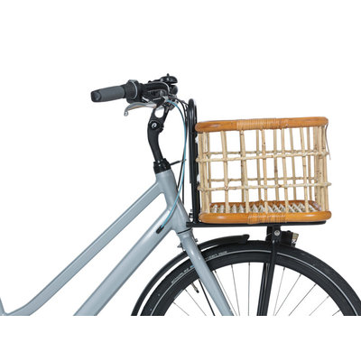 Basil Green Life - Rattan Fahrradkorb - Large - vorne - naturel braun