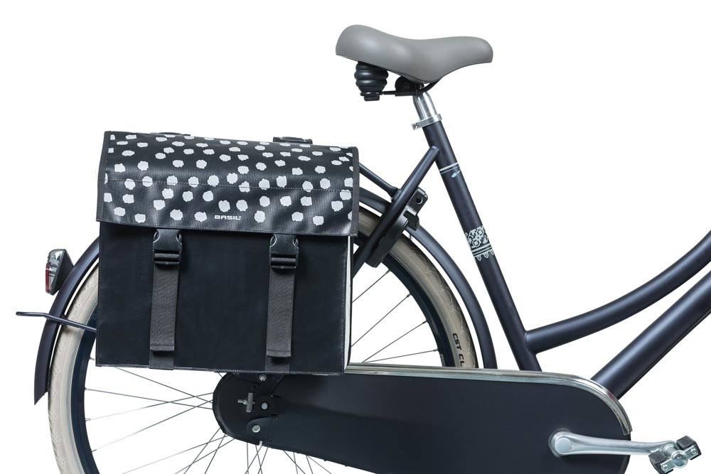 Versterken risico Fantasie Basil Urban Load - double bicycle bag - 48-53 liter - black with reflective  dots - Basil