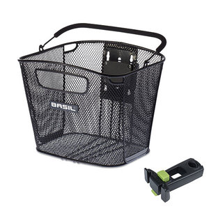 Basil Bold Front KF - bicycle basket - front - including Basil KF Ahead-stemholder - black