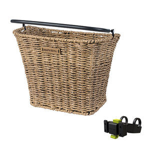 Basil Bremen Rattan Look KF - bicycle basket - front - including Basil KF handlebar holder - light brown