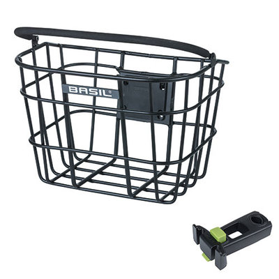 Basil Bremen Alu KF - bicycle basket - front - including Basil KF Ahead-stemholder - black