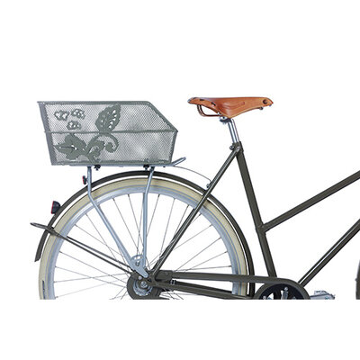 Basil Cento Flower-  fietsmand - achterop - olive green