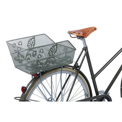 Basil Cento Flower - Bicycle basket - rear - olive green