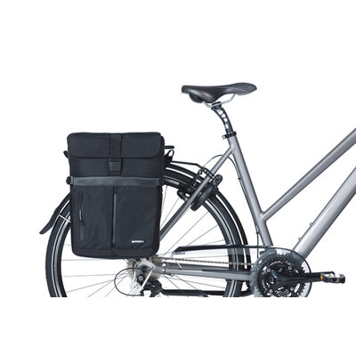 Basil Move commuter bicycle bag MIK Studs - single pannier bag - 15 litres - black