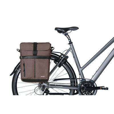 Basil Move commuter bicycle bag MIK Studs - single pannier bag - 15 litres - brown