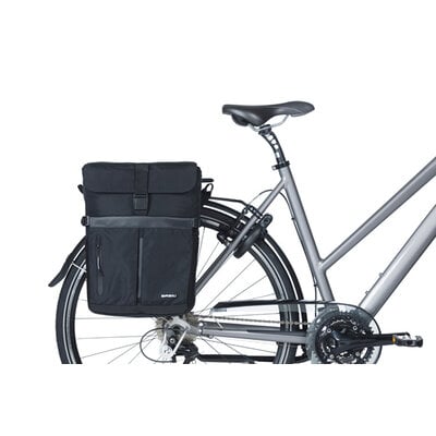 Basil Move commuter bicycle bag MIK Hooks - single pannier bag - 15 litres - black