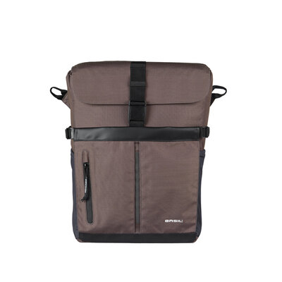Basil Move commuter bicycle bag MIK Hooks - single pannier bag - 15 litres - brown