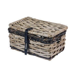 Basil Dijon - met - deksel - fietsmand - small - grijs/zwart