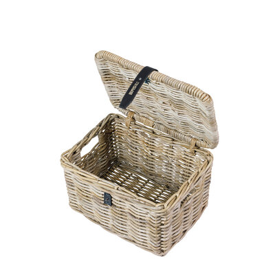 Basil Dax with lid - bicycle basket - S - grey