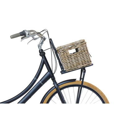 Basil Dax met deksel - fietsmand - S - grijs