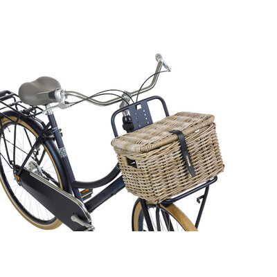 Basil Dax met deksel - fietsmand - S - grijs