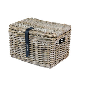 Basil Dax with lid - bicycle basket - S - grey