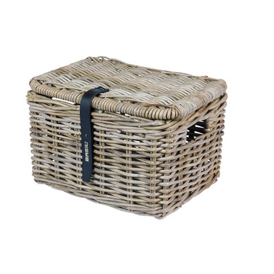 Basil Dax with lid - bicycle basket - S - grey