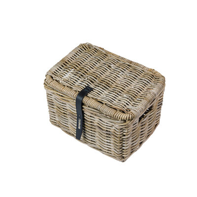Basil Dax with lid - bicycle basket - S - grey
