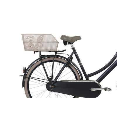 Basil Cento Flower - bicycle basket - rear - metallic nude