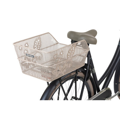 Basil Cento Flower - bicycle basket - rear - metallic nude