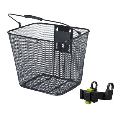 Basil Bilbao handlebar holder  - bicycle basket - front - including Basil KF handlebar holder - black