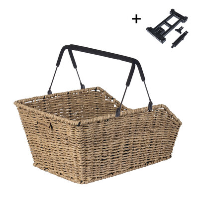 Basil Cento Rattan Look MIK - Fahrradkorb - hinten - inklusive MIK System - braun