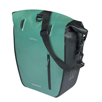 Basil Rivo L - single bag tarpaulin MIK Hooks - 25–31L - silvergreen/black