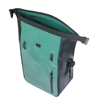Basil Rivo M - single bag tarpaulin MIK Hooks - 12–15L - silvergreen/black