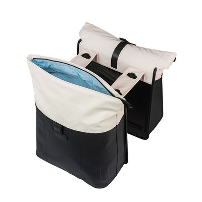 Basil Vive - dubbele fietstas MIK - 28-35L - gebroken wit/zwart