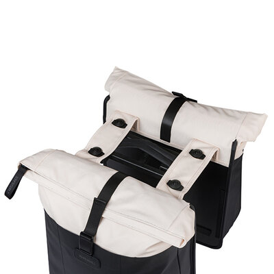 Basil Vive - double pannier bag MIK - 28–35L - off-white/black