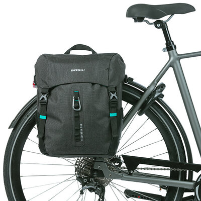 Basil Discovery 365D L - enkele tas MIK Hooks - 20L - zwart gemêleerd