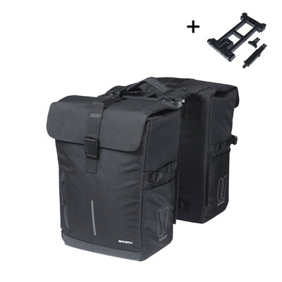 Basil Move -  dubbele fietstas MIK - 30 liter - zwart