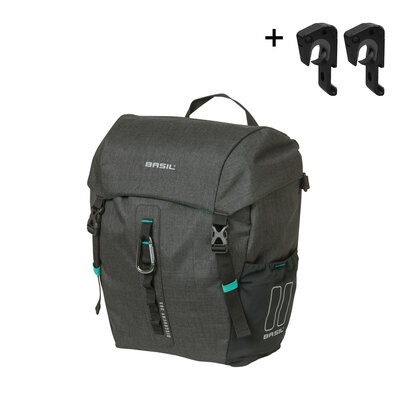 Basil Discovery 365D M - enkele tas MIK Hooks - 9L - zwart gemêleerd