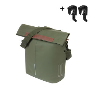 Basil City - bicycle shopper MIK Hooks - 14-16L - moss green