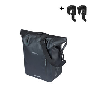 Basil Rivo M - single bag tarpaulin MIK Hooks - 12–15L - black