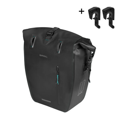 Basil Rivo L - enkele tas tarpaulin MIK Hooks - 25-31L - zwart