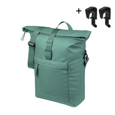 Basil Brooklyn - schoudertas MIK Hooks - 17L - zilvergroen