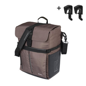 Basil Move fietsschoudertas MIK Hooks - enkele fietstas -  15 liter - bruin