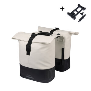 Basil Cove - dubbele fietstas MIK - 28-32L - gebroken wit/zwart