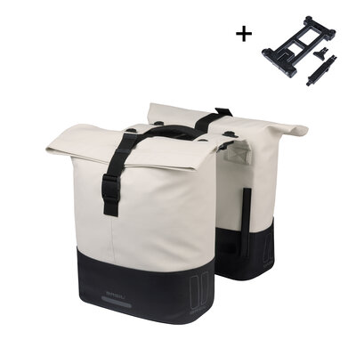 Basil Cove - dubbele fietstas MIK - 28-32L - gebroken wit/zwart