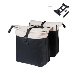 Basil Vive - dubbele fietstas MIK - 28-35L - gebroken wit/zwart