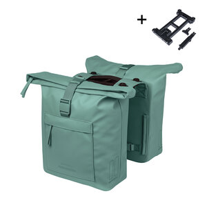 Basil Brooklyn - double pannier bag MIK - 41L - silvergreen